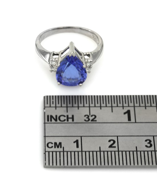 Pear Shaoed Tanzanite and Diamnd Accent Ring